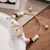 Relógios de Novo Estilo para Estudantes do Sexo Feminino, Relógios de Quartzo Atacado, Doces Relógios com Pulseira Tecida de Miçangas em Forma de Estrela, Estilo Fresco e Simples para Senhoras