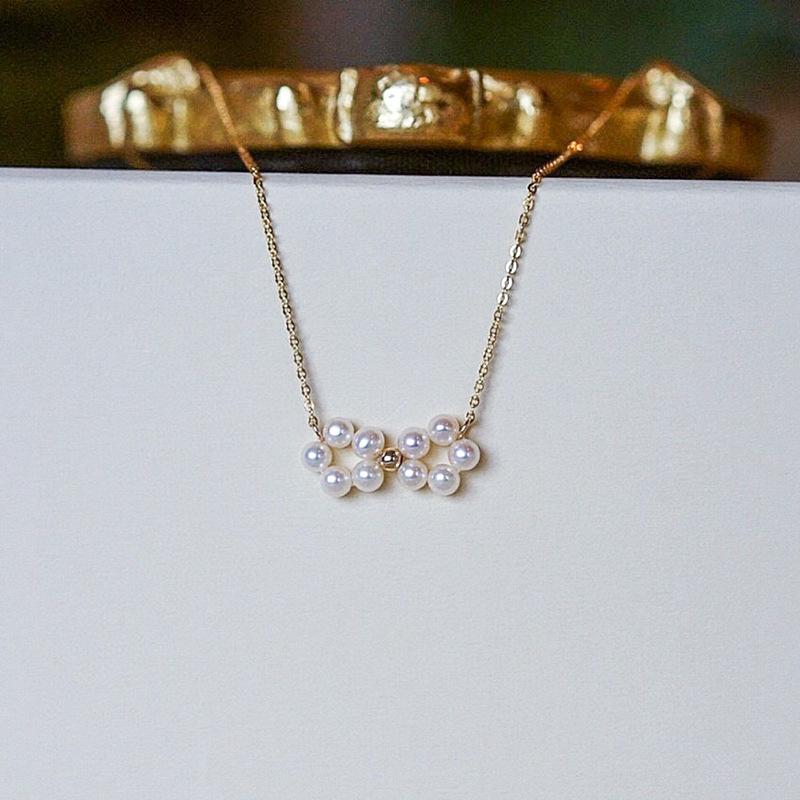 法式天然淡水珍珠颈链锁骨链 ins风简约14k注金