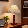 [Transfronterizo] Lámpara de mesa de cerámica estilo chino para dormitorio y sala de estar con pantalla de tela, pantalla de lámpara vintage para sala de té, decoración de mesita de noche estilo antiguo