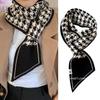 Bufanda Cálida de Invierno para Mujer 2024 Cuadros Príncipe de Gales Pequeños Borde Diagonal Versátil Calentador de Cuello con Borde de Borlas Cuadros