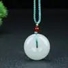 Sala de Transmissão Ao Vivo Produto de Bem-Estar para Fãs Fivela de Paz de Jade Colar de Jade Natural Flor Flutuante de Jade de Tianshan Pingente de Gelo Alto