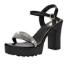 Novas Sandálias de Salto Alto Salto Grosso Plataforma Impermeável Fashion Lantejoulas Strass Versátil Verão Couro Macio Confortável Estiloso Aumenta Altura Feminino