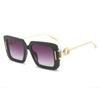 Nuevas Gafas de Sol Cuadradas Transfronterizas Moda Europea y Americana Playa Colorido Versátil Cuadradas Dos Aros para Mujer