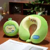 Almohada en forma de U de Gato Siamés de Dibujos Animados para Descanso en la Oficina, Viajes Largos, Dormir en Avión, Protección del Cuello, Estuche Portátil