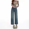 Little Orange# Jeans Feminino Reto de Cintura Alta Petite Modelador Moda Casual Versátil Curto Tendência