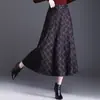 Falda de Cuadros Retro Línea A para Mujer Otoño/Invierno 2026 Nueva Falda Larga de Cintura Alta Adelgazante Elegante Versátil Falda de Dobladillo Ancho