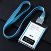 Juego de tarjetas transparentes Dezhi aleación de aluminio tarjeta de identificación juego de insignias colgantes para cuello para exposiciones tarjeta de trabajo certificado listado procesamiento al por mayor