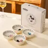Vajilla Disney Stitch Rayas Tazón de Arroz Color Bajo Esmalte Juego de 4 Piezas Caja de Regalo para Evento de Regalo de Inauguración