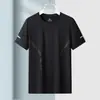 Camiseta de Seda de Gelo de Manga Curta Estilo Novo para Homens, Camisa de Malha Respirável para Jovens no Verão, Esportiva de Secagem Rápida T2301