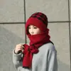 Gorro y Bufanda Todo en Uno para Mujer Estilo Coreano Invierno Cálido Colorido Tejido Protección para Orejas al Andar en Bicicleta Forro Polar Bufanda para el Cuello a Prueba de Frío Linda