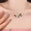 Descenso de la Diosa de la Belleza~ Collar de Flores Coloridas Dopamina para Mujer 2026 Nuevo Estilo Elegante Cadena para Clavícula Accesorio de Moda de Lujo Ligero