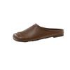 Estilo Floresta Retro Nariz de Porco Meio Chinelo Sapatos Femininos 2025 Primavera e Verão Mules Slip-On com Saia Sapatos de Festa