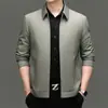 Chaqueta de algodón puro de alta gama para hombre, nuevo estilo primavera/otoño 2026, chaqueta fina ejecutiva con cuello de solapa, prenda de primavera con tacto premium, adecuada para padres