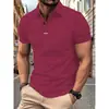 Nueva Camiseta de Verano para Hombre Moda Sencilla Versátil Camiseta de Manga Corta Color Sólido Cuello Solapa Manga Corta