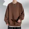 Sudadera de Cuello Redondo para Hombre 2026 Otoño/Invierno Nueva Marca de Moda Manga Larga Superior Holgado Color Sólido Casual Ropa de Hombre