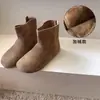 Botines Cortos Estilo Coreano para Niñas 2025 Otoño e Invierno Nuevos Botines Infantiles de Moda Versátiles Elegantes Botines Doble Algodón Piel para Niñas