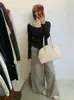 Camiseta de Manga Larga Falsa de Dos Piezas para Mujer, Comercio Exterior de Exportación Original, Nuevo Top Ajustado para Primavera y Otoño 2025