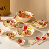 Set Creativo de Tazón y Plato de Cerámica con Relieve de Fresa Cremosa Personalizado para Uso Doméstico Vajilla de Cerámica Tazones Platos Tazas Platillos