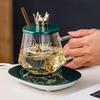 Copo de Vidro de Temperatura Constante à Prova de Explosão de Alta Temperatura Copo de Água de Alto Valor de Cor com Tampa e Colher Caneca de Isolamento Copo para Casal Caixa de Presente