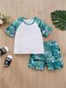Conjunto de verano para niños estilo coreano, Ropa de verano para niñas clase a, Fresco y transpirable, Conjunto de dos piezas de pantalones cortos para niños, Patrón de dibujos animados Q