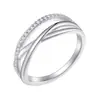 Anel de Joia em Prata de Lei S925 Nicho de Joias de Alto Padrão Transfronteiriças Anel com Fileira de Zircônia Feminino Design de Anel de Prata