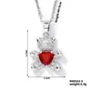 Collar de Oso con Diamantes Completo Transfronterizo Europeo y Americano para Mujer, Acero de Titanio Chapado en Oro Cobre Zirconita Microincrustada, Cadena para Clavícula Estilo Lindo y Dulce Colgante
