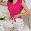 Babados Casual Pit Strip Cross-border Mulheres Casa Roupas Amor Calças Estampadas Pode Usar Pijamas Europeus e Americanos