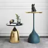 Mesa auxiliar minimalista nórdica, mesa redonda pequeña de hierro para apartamentos pequeños, color crema, adecuada para uso doméstico, mesita de café pequeña, mesita de noche creativa para el dormitorio