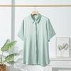 Verão Novo Estilo Seda de Amora Seda Pesada Camisa Feminina Manga Curta Commuter Gola Quadrada Camisa Solta Cor Sólida Casual Atacado