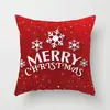 Funda de Almohada Decorativa Navideña Estilo Dibujo Animado Pintado a Mano Reno Muñeco de Nieve Papá Noel Decoración Funda para Cojín de Respaldo