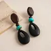 Pendientes de Corazón de Madera Color Café Transfronterizos Europeos y Americanos, Pendientes Estilo Retro Maillard, Pendientes de Diseño de Nicho para Mujer