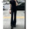 Calças de Outono para Rua Principal Cor Sólida Micro Flare Masculinas Americanas Simples Caimento Alto Toque de Luxo Calças Longas Flare Modelagem Slim Calças Sociais
