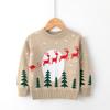 Camisola de Natal das crianças por atacado 2024 outono e inverno novo alce de Natal pullover suéter meninos e meninas camisola de fundo