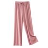 [Procesamiento Personalizado] Pantalones de Pierna Ancha de Seda Helada para Mujer, Verano, Delgados, de Cintura Alta, con Caída, Adelgazantes, Casuales, de Piso, para Personas Bajas
