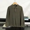 Suéter de cashmere gola polo em estoque de fábrica para homens, cor sólida, suéter de lã de malha simples, camisa base macia e amigável à pele
