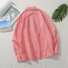 Camisa Casual de Moda a Rayas Rojas Cuello Solapa Alta Gama Adelgazante Primavera y Otoño Nueva Manga Larga Top de Popelina
