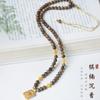 Madera de incienso Guofeng Qinan fragancia natural diseño original cadena de suéter de madera regalo de cumpleaños collar de juego de texto