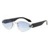 Gafas de Sol Retro Sin Marco para Viaje de Mujer Gama Alta Ojo de Gato Montura Pequeña Estilo Europeo Gafas de Sol con Protección UV para Caras Cuadradas y Redondas