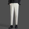 Primavera y Otoño Nuevos Pantalones de Traje Casuales Diarios Holgados de Pierna Recta Estilo Coreano para Hombre Pantalones Slim de Pie Pequeño Británicos Sin Planchado para Hombre