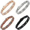 Pulsera magnética de moda europea y americana, superventas transfronteriza, lujo ligero, trébol de la suerte, aleación con incrustaciones de diamante, pulsera de joyería magnética de una sola fila para mujer