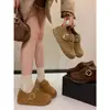 Sapatos de Algodão Quentes e Grossos com Solado Grosso Estilo Rainha para Uso Externo de Inverno Feminino 2025 Novo Estilo com Saia e Aumento Sapatos Birkenstock de Solado Macio