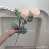 Flor Artificial Peônia Yang Flor de Lulian Qianzi Flocado 3 Cabeças Decoração Sala de Estar Celebridade da Internet Tom de Balanço Mão Rápida