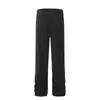 Calça de Rasgo Dividido com Botões Estilo High Street Americano Marca Tendência Reta Micro-cleanfit Casual