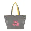 Bolsa de Lona Gran Capacidad Estilo Coreano Simple Versátil Moda Bolso de Mano con Letras Color Sólido Casual Bolso Tote Reversible