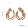 Brincos redondos geométricos europeus e americanos de moda transfronteiriça cravejados com diamantes, elegantes e sofisticados, brincos statement versáteis e únicos