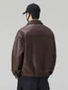 Jaqueta Masculina 2026 Outono Nova Retro Merade Couro PU Masculina Tendência Solta Motociclista Gola Lapela Roupa Exterior Outono