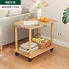 Mesa Auxiliar Lateral para Sofá Sala de Estar Mesa Pequeña Mesa de Café para el Hogar Mesa Cuadrada Lateral Móvil para Cama Estilo Crema Estante de Almacenamiento Mesa para Snacks