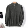 Nuevo suéter de punto grueso de cachemira para hombre, color liso, con cuello semi-alto, manga larga y cremallera, adecuado para ventas transfronterizas