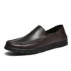 Sapatos Casuais Masculinos de Couro Bovino de Primeira Camada, Mocassins de Couro Genuíno, Sapatos de Dirigir Slip-On, Versáteis e Leves