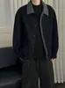 Casaco de Lã Masculino Outono Jovens Estilo Old Money Moda Masculina Toque de Luxo Estilo Curto Jaqueta Grossa de Lã Masculina Inverno